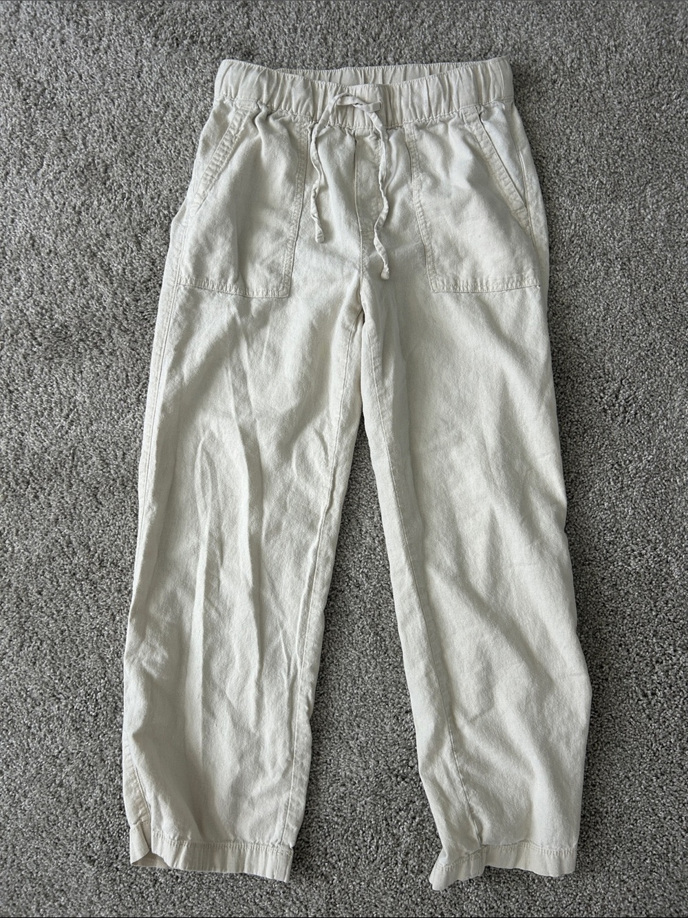 GAP Cream Drawstring Linen Blend Pants
